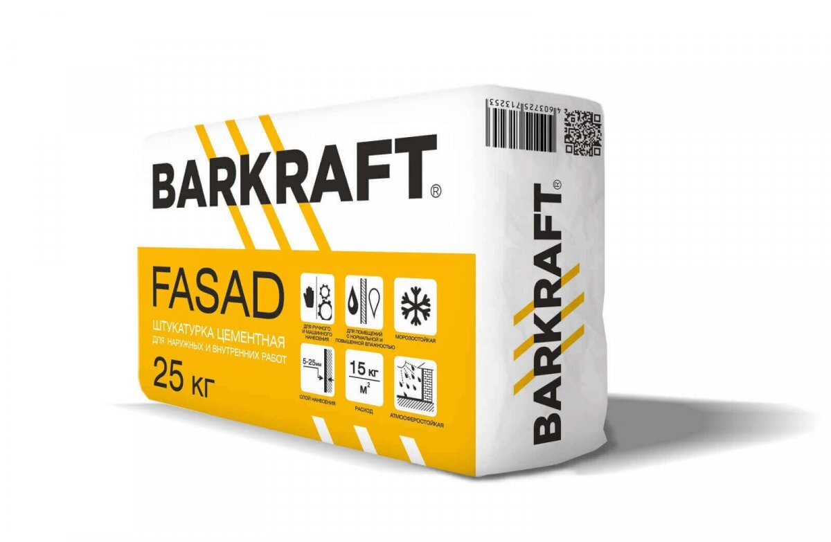 Штукатурка BARKRAFT РН «fasad»,цементная мешок 25 кг